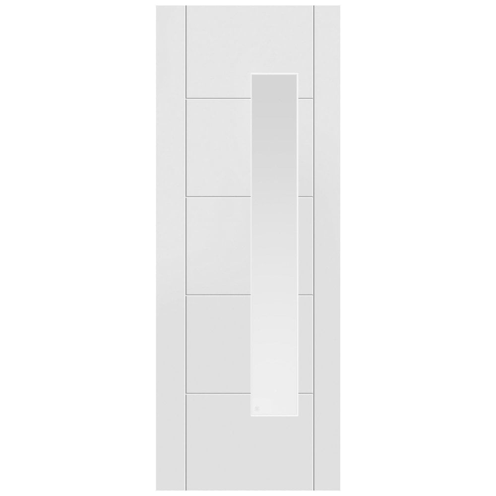 External White Painted Composite 1 Light Obscure Glass Parma Door (121045)