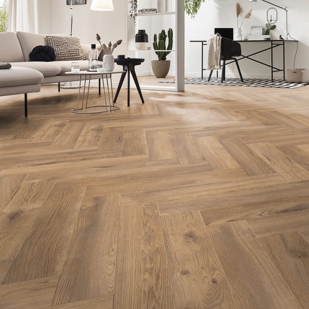 Treviso Oak - Herringbone 8mm Laminate Flooring (122370)