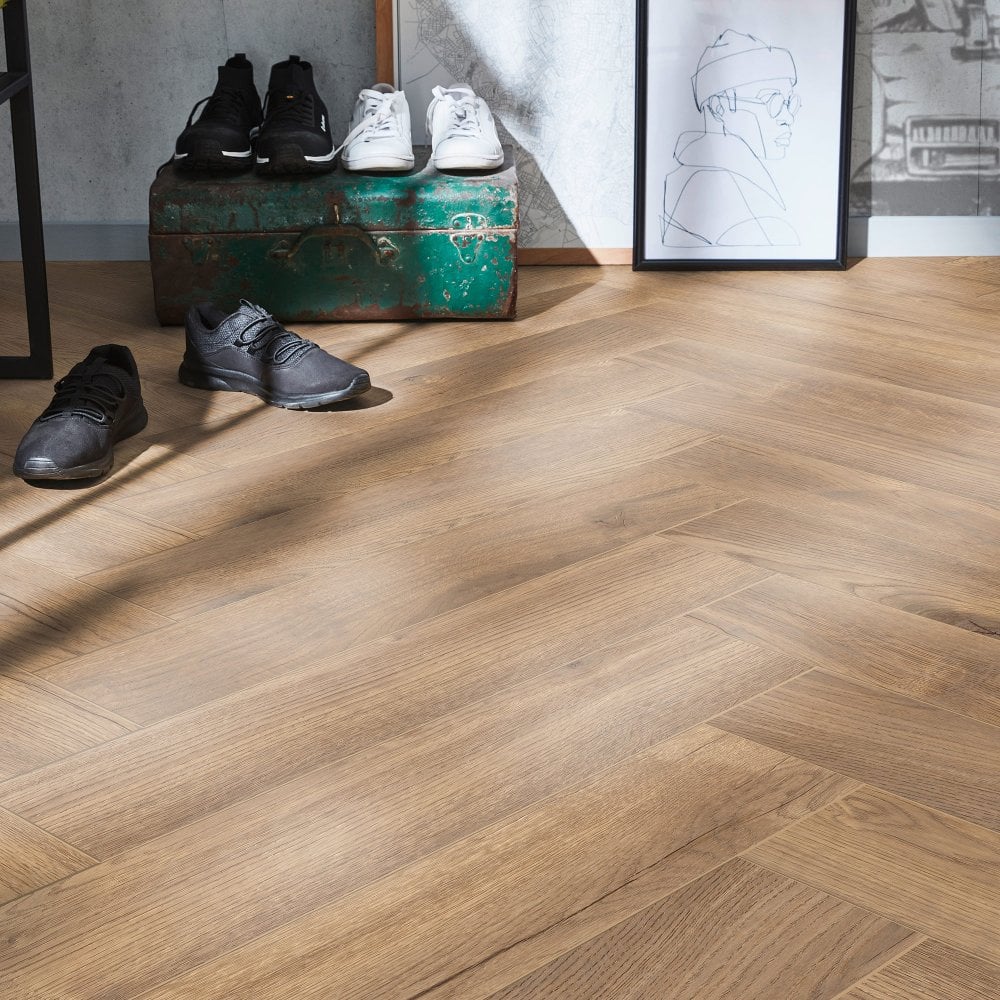 Treviso Oak - Herringbone 8mm Laminate Flooring (122370)
