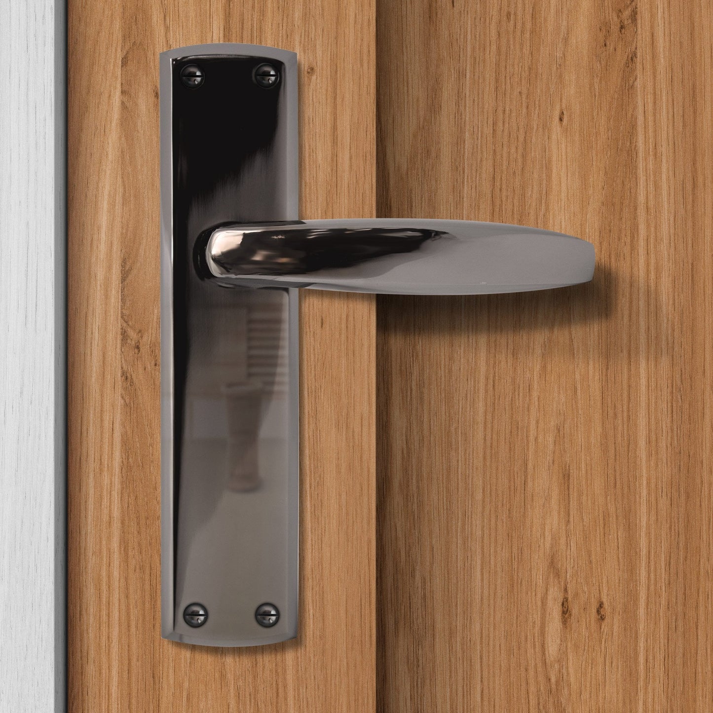 Deco Lever on Backplate Door Handle Set - Black Nickel (122279)