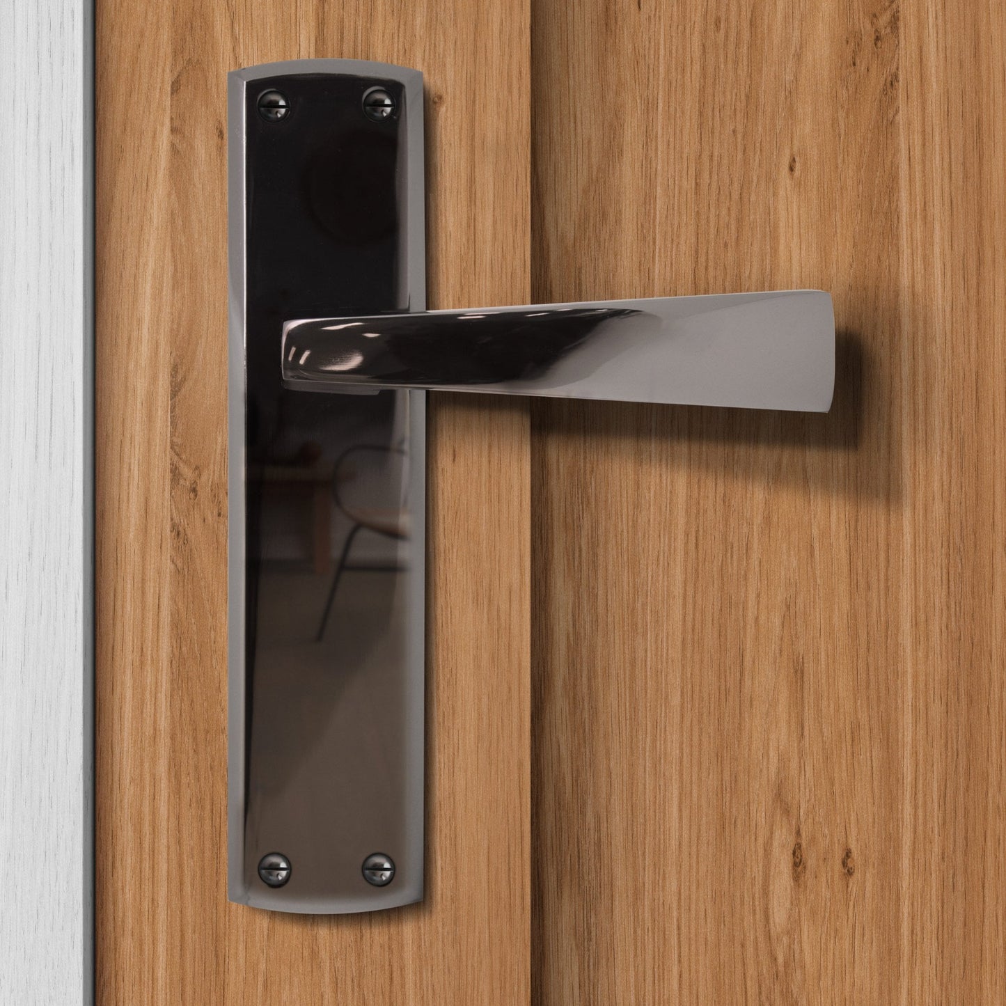 Ritz Lever on Backplate Door Handle Set - Black Nickel (122288)