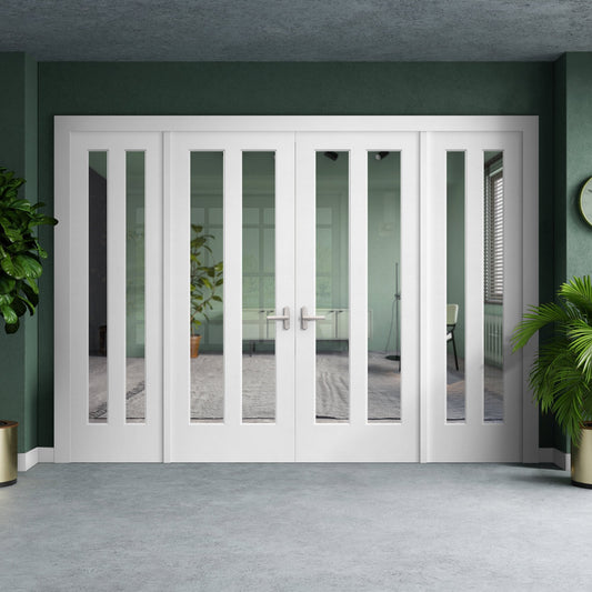 White Primed Internal Almere Clear Glass Sidelight Room Divider Set (123178)