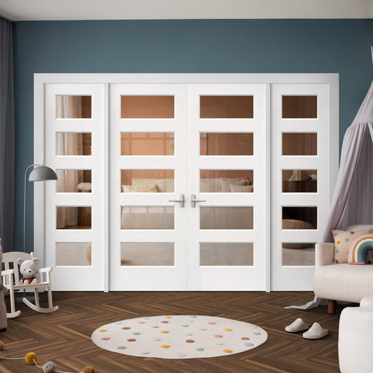 White Primed Internal Harlem Clear Glass Sidelight Room Divider Set (123179)