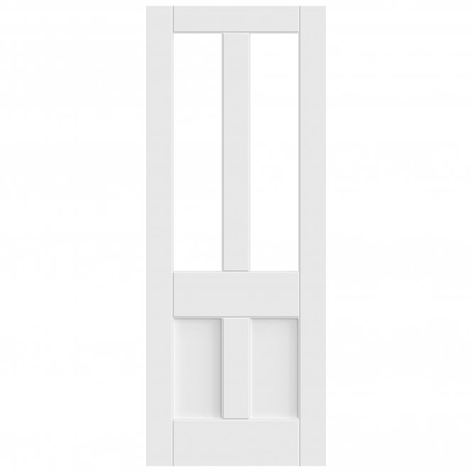 White Internal Primed Deco 2 Light Clear Glass Door (121735)