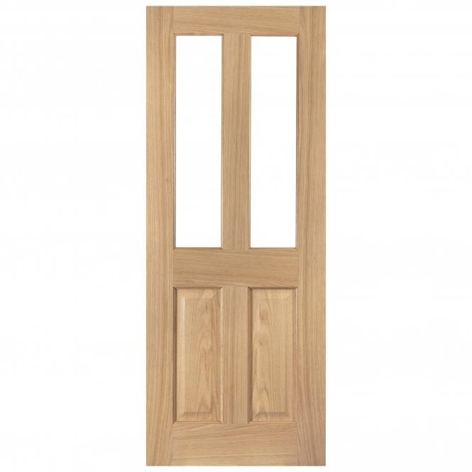 White Oak Internal Unfinished Oregon 2 Light Clear Glass Door (121792)