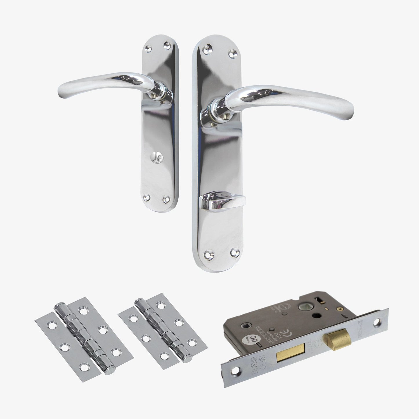 Palace Lever on Backplate Bathroom Door Handle Set - Polished Chrome (122269)