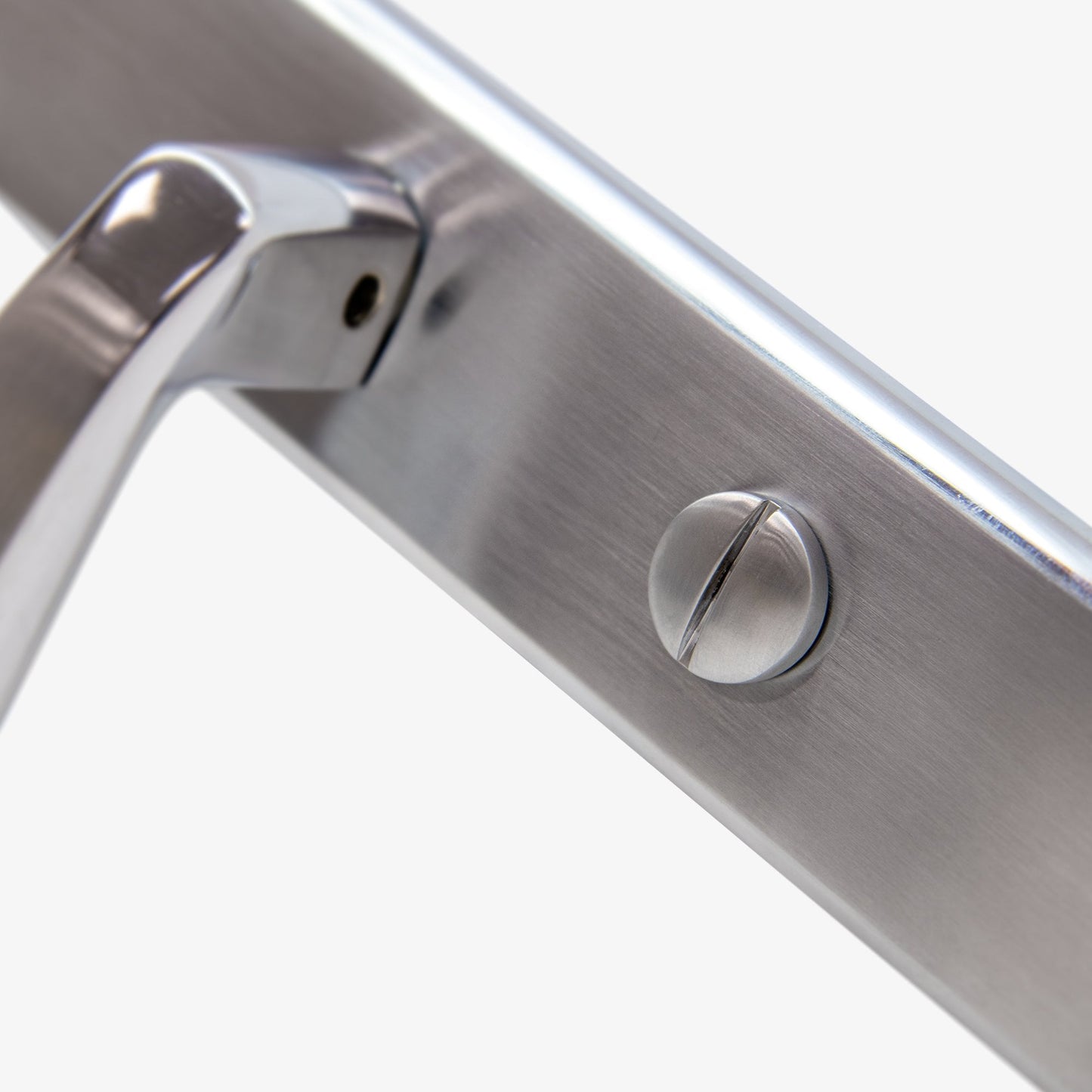 Deco Lever on Backplate Bathroom Door Handle Set - Polished Chrome / Satin Chrome (122280)