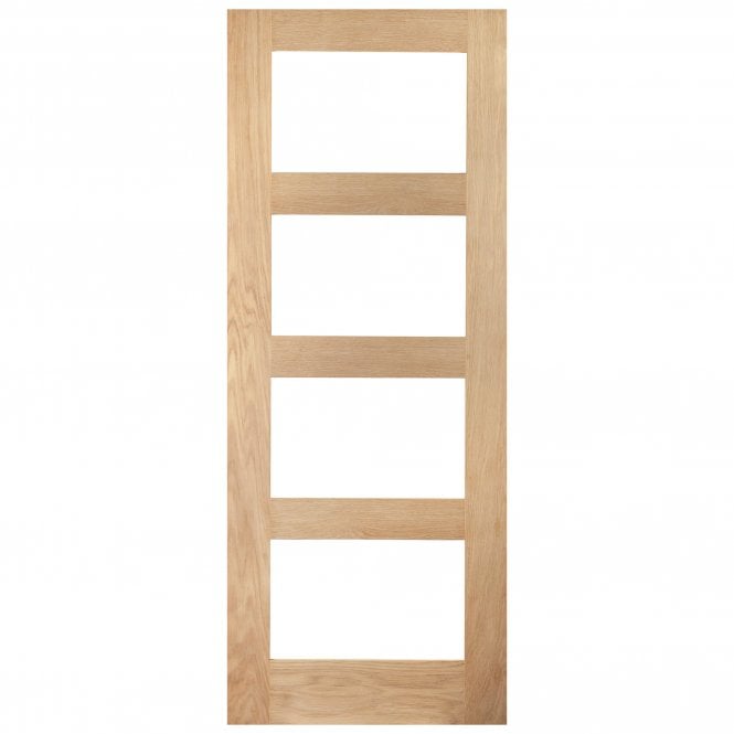 White Oak Internal Unfinished Shaker 4 Light Clear Glass Door (121827)