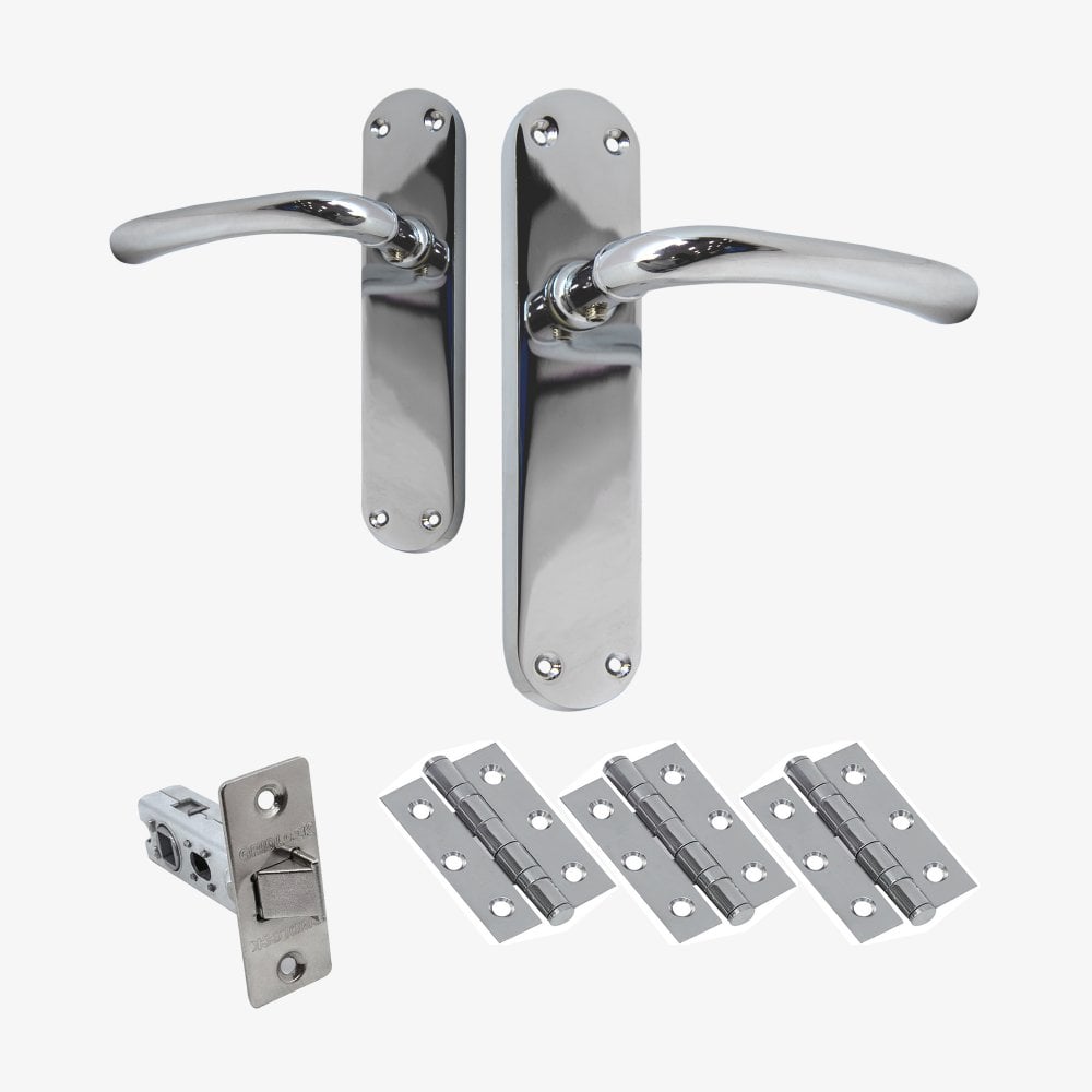 Palace Lever on Backplate Fire Door Handle Set - Polished Chrome (122271)