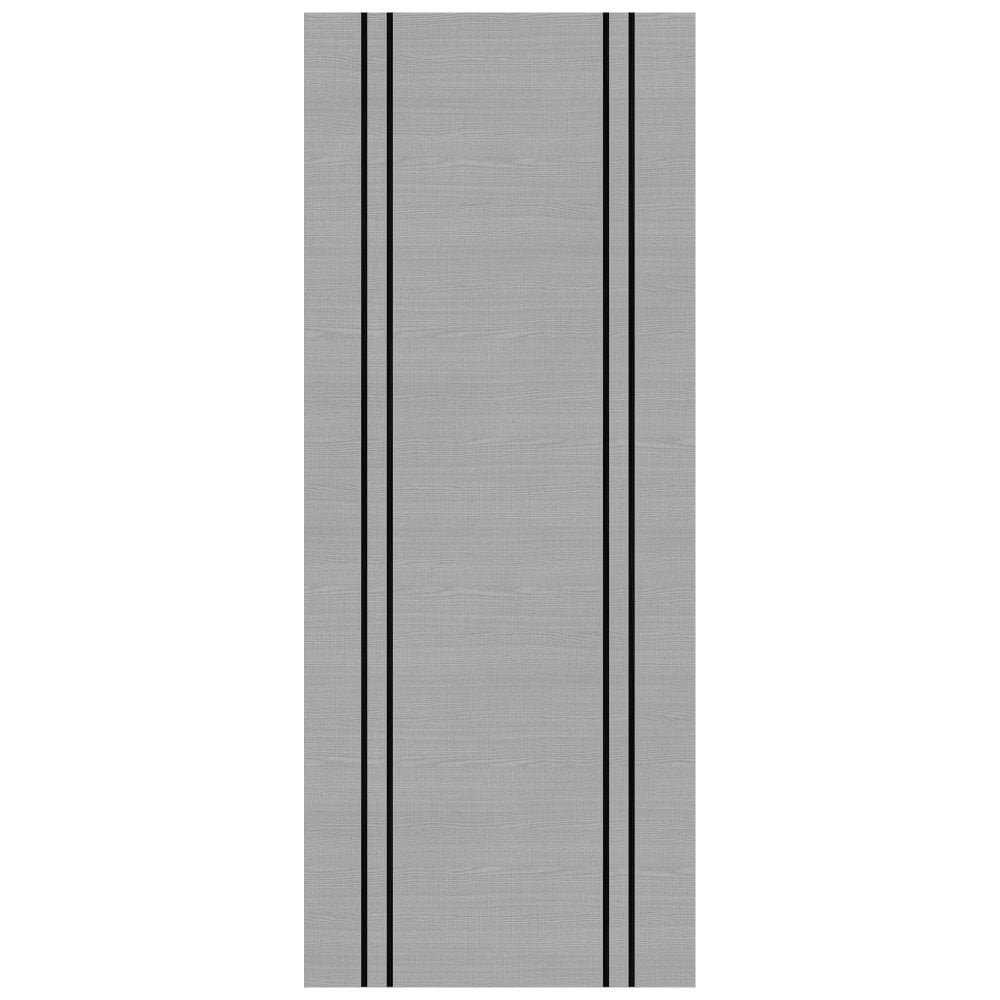 B-Grade Light Grey Ash Internal Fully Finished Flush Door with Dark Grey Ash Vertical Inlays (123583)