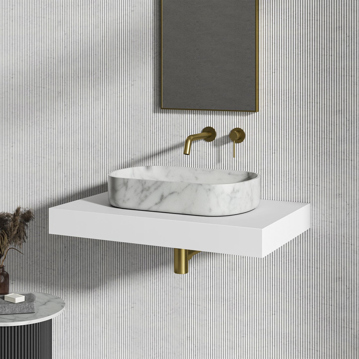 Flora Carrara Marble Countertop Basin 550mm