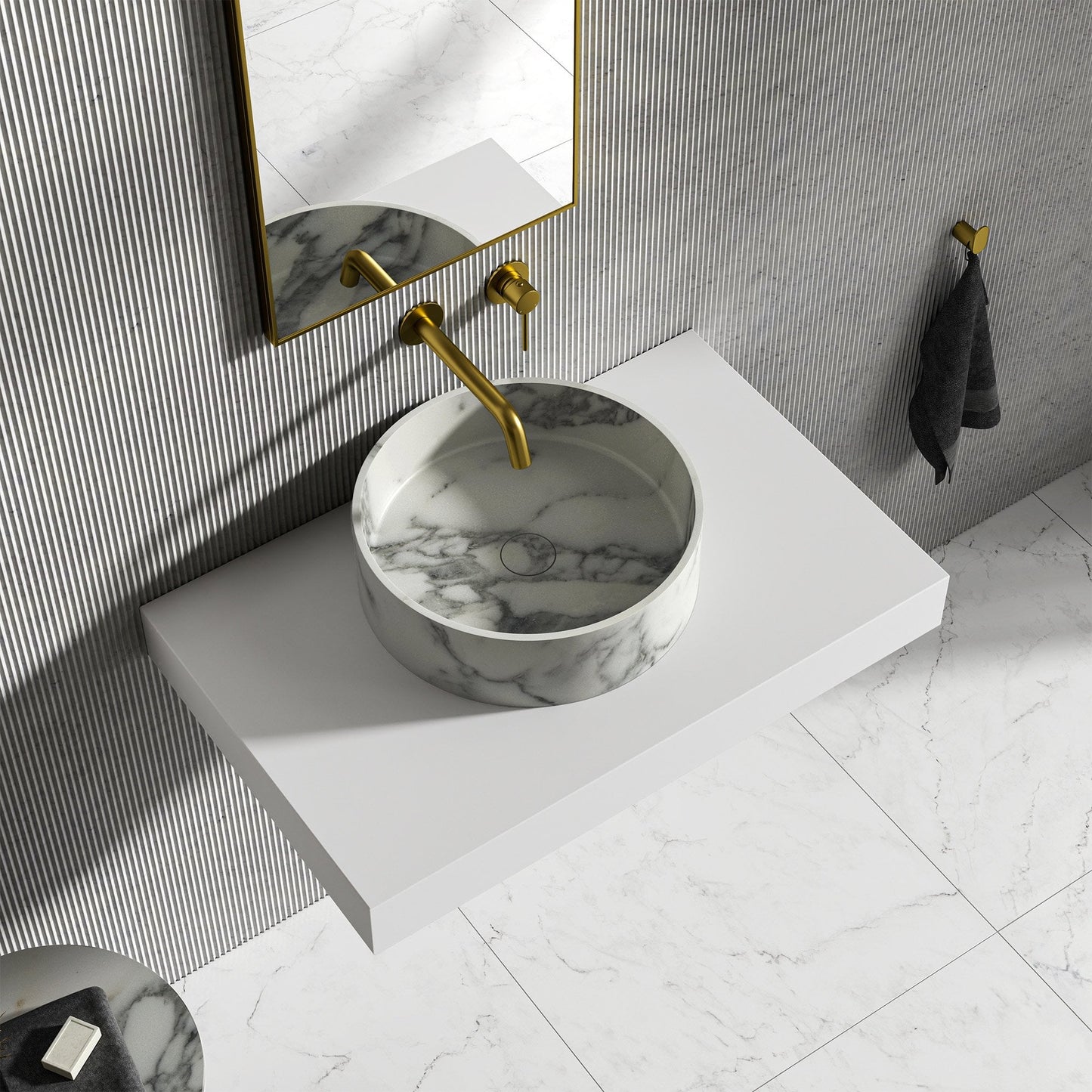 Arc Arabescato Marble Countertop Basin 400mm