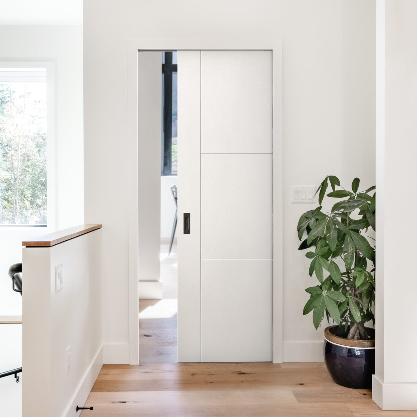 White Primed Internal Trent 3 Panel Framed Pocket Door Set (123274)