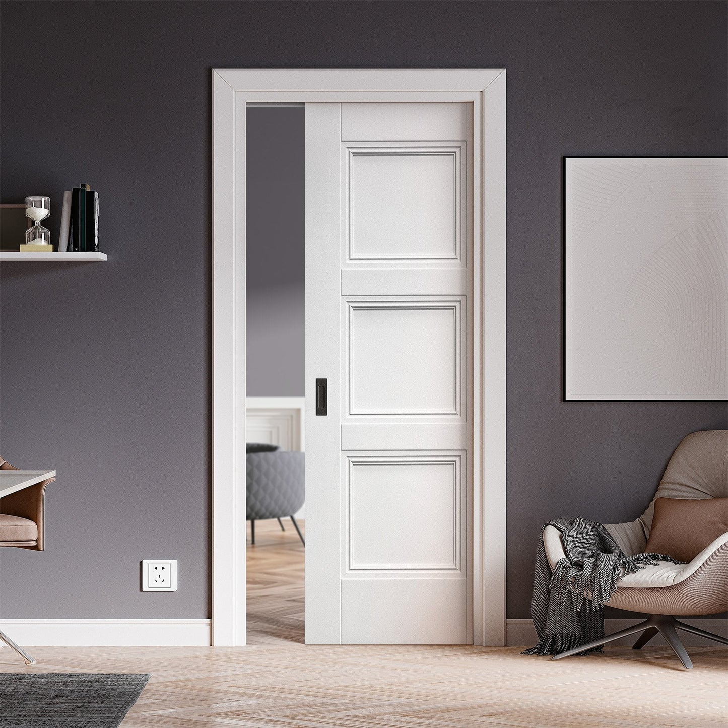 White Primed Internal Elegance Ripley Framed Pocket Door Set (123254)