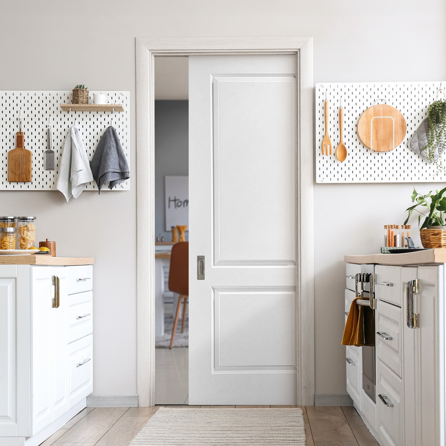 White Moulded Internal Lifestyle Smooth Caprice 2 Panel Framed Pocket Door Set (123285)