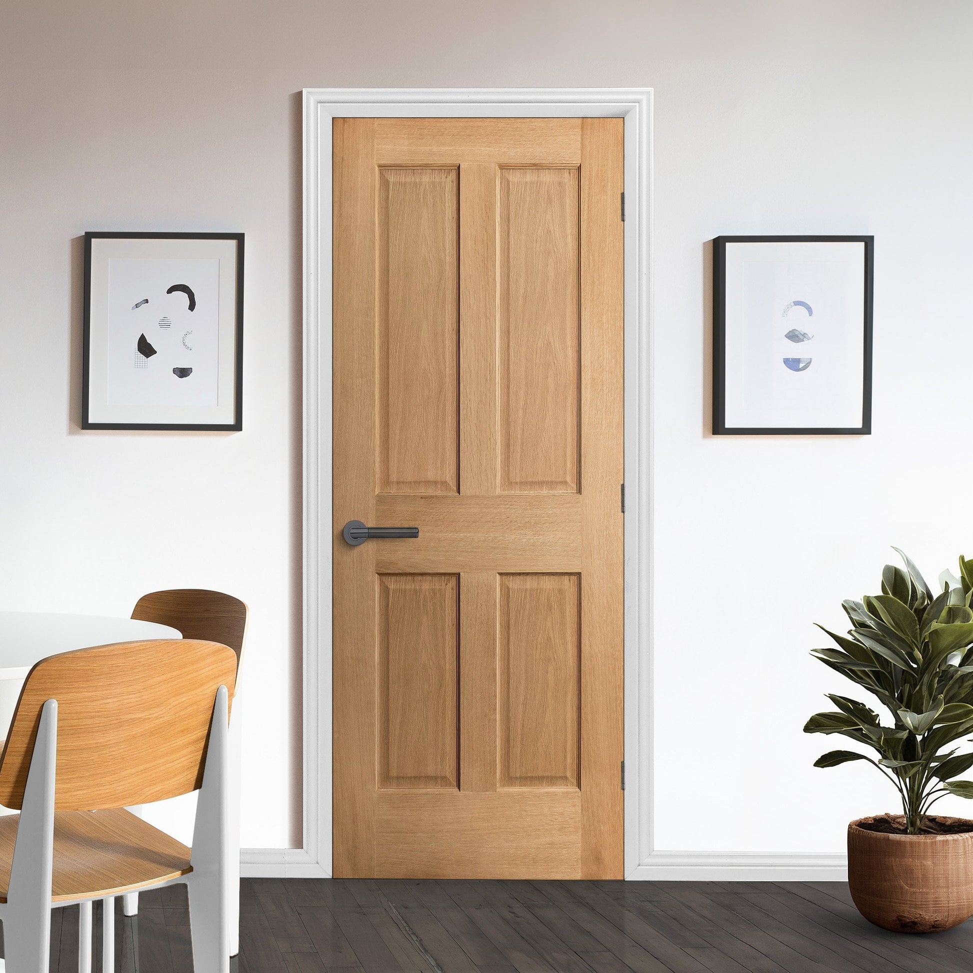 Oak Internal Unfinished Traditional Victorian 4 Panel FD30 Fire Door (51745)