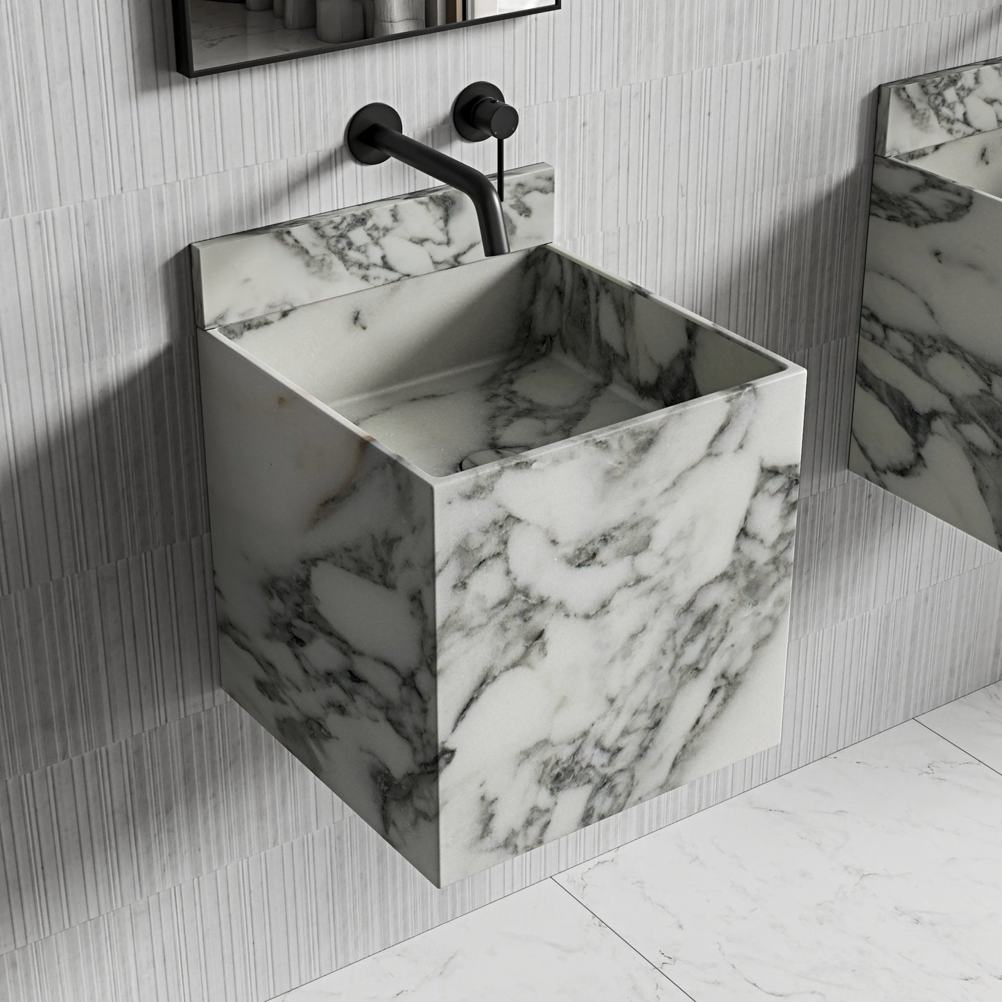 Ravine Carrra Marble Wall Hung Basin 400mm