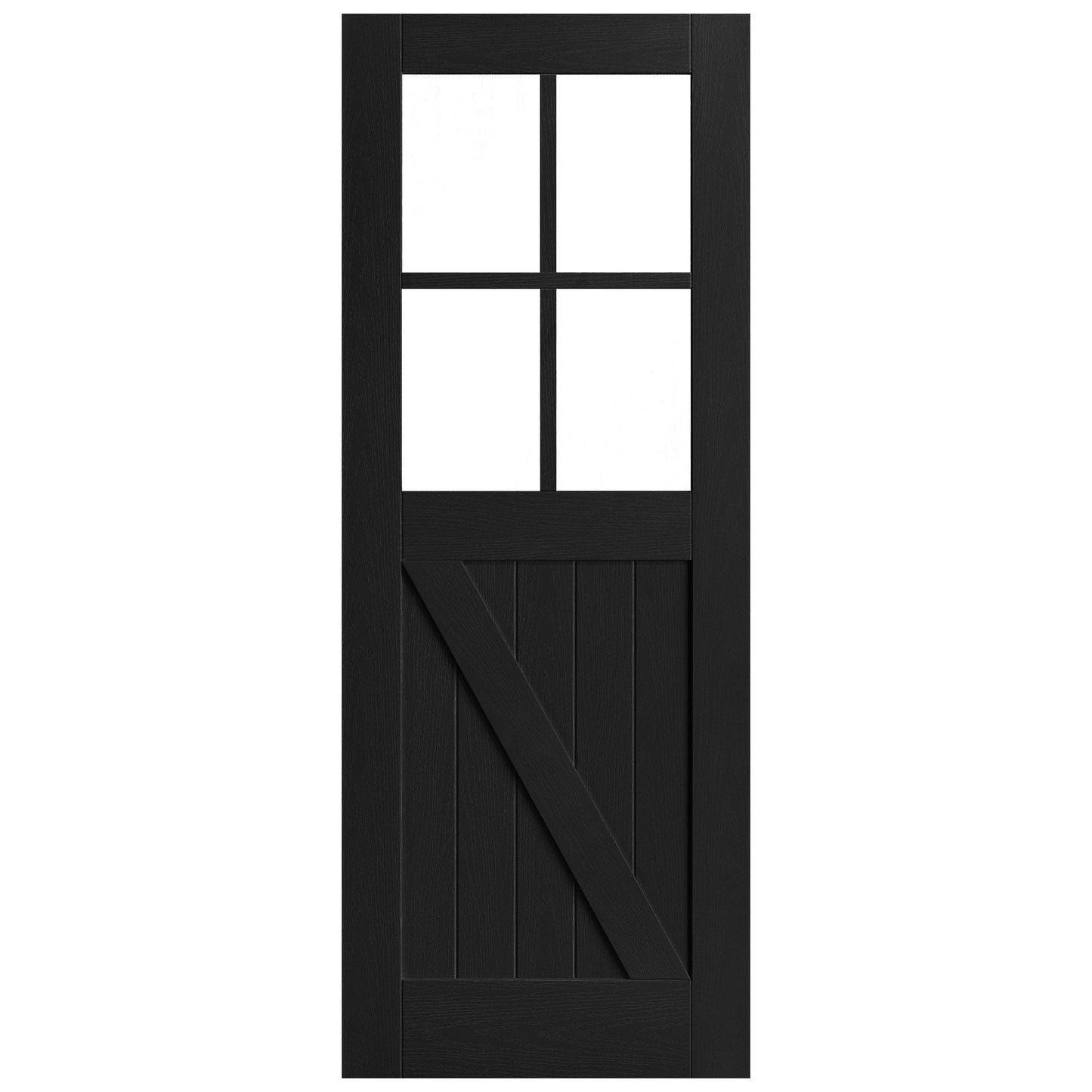 Black Internal Fully Finished Oak Barn Clear Glass Door (121611)