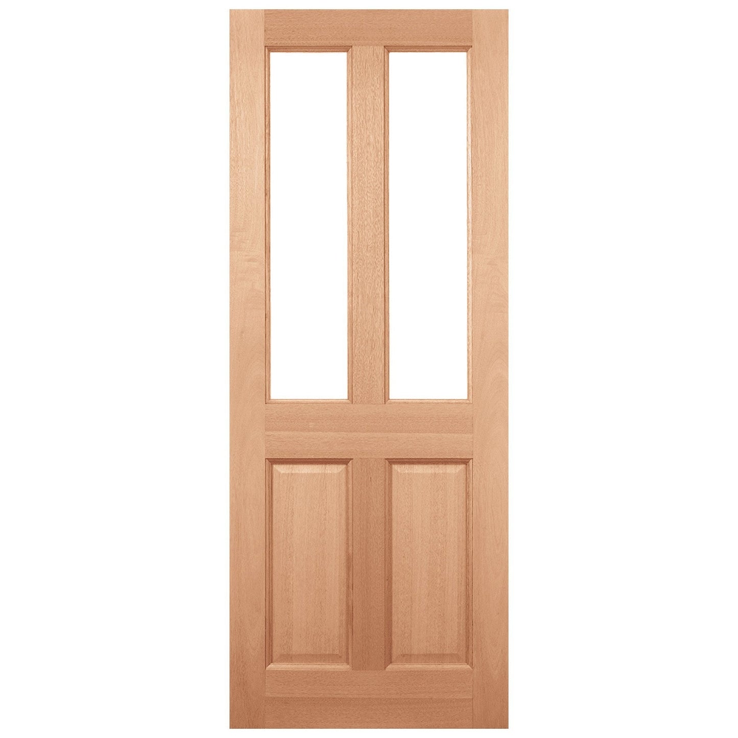 B-Grade Hardwood External Unfinished 4 Panel 2 Light Clear Glass Door (123875)