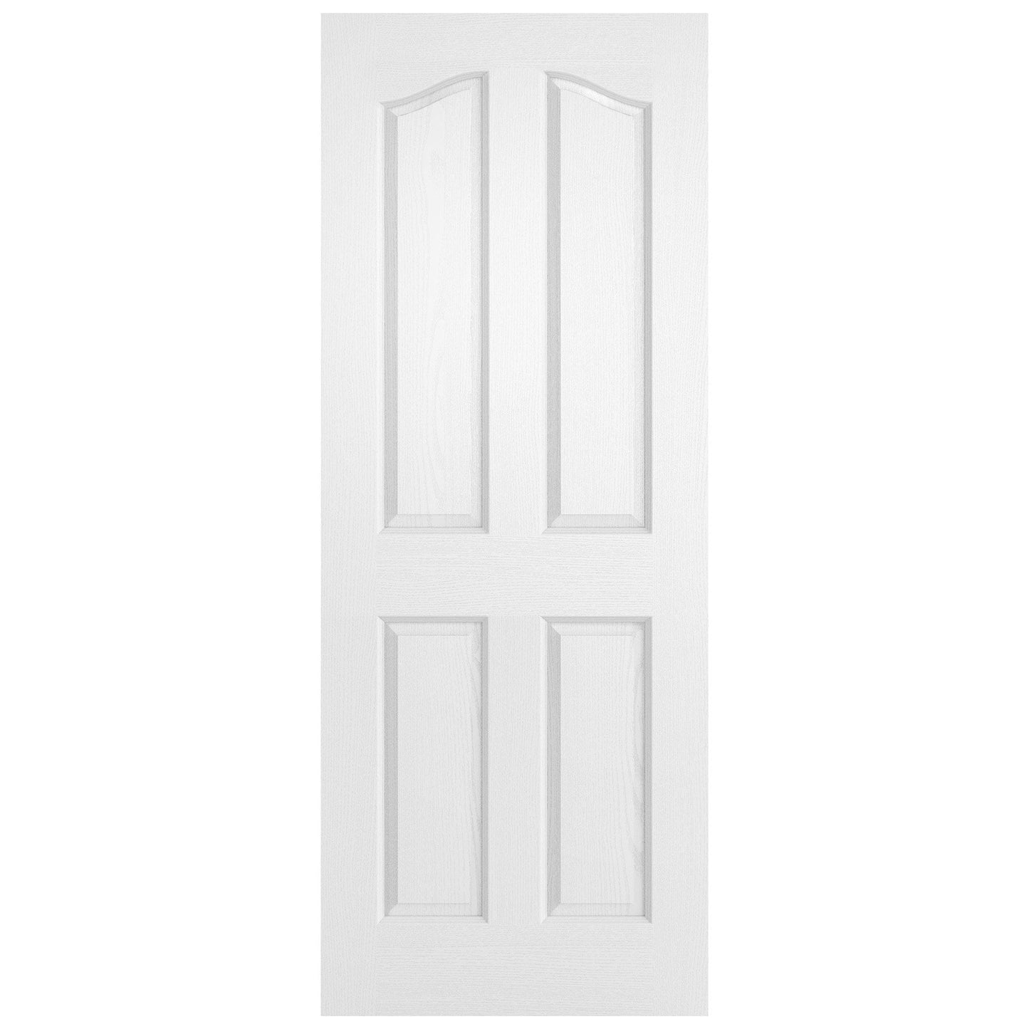 B-Grade White Internal Primed Textured Lifestyle 4 Panel Arch Top Door (123895)