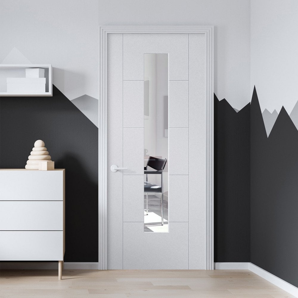 White Internal Primed Parma 1 Light Clear Glass Door (110294)