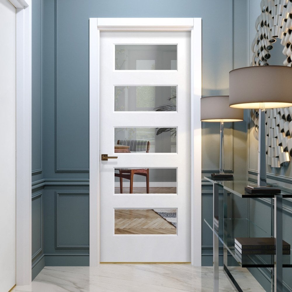 Liberty Doors B-Grade White Internal Primed 5 Light Clear Glass
