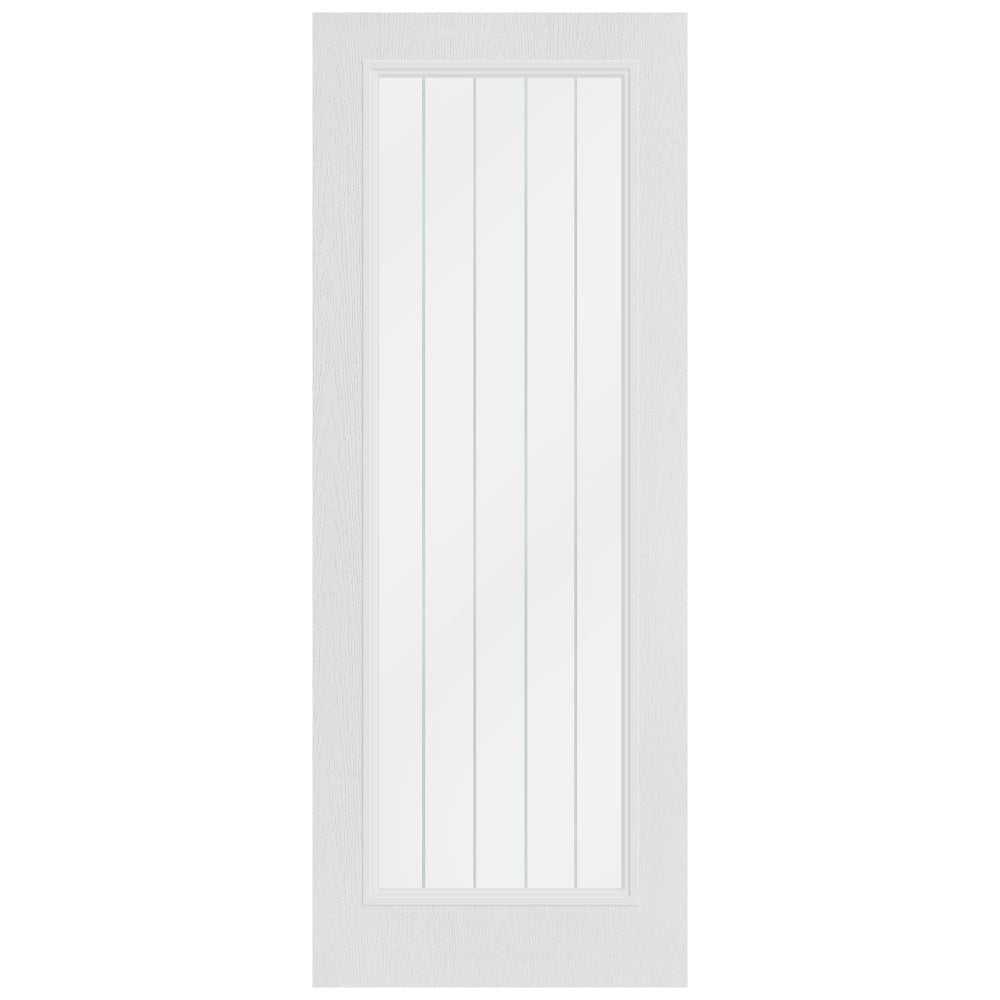 B-Grade White Internal Textured Lifestyle Cottage Primed 1 Light Obscure Lined Clear Glass Door (124007)
