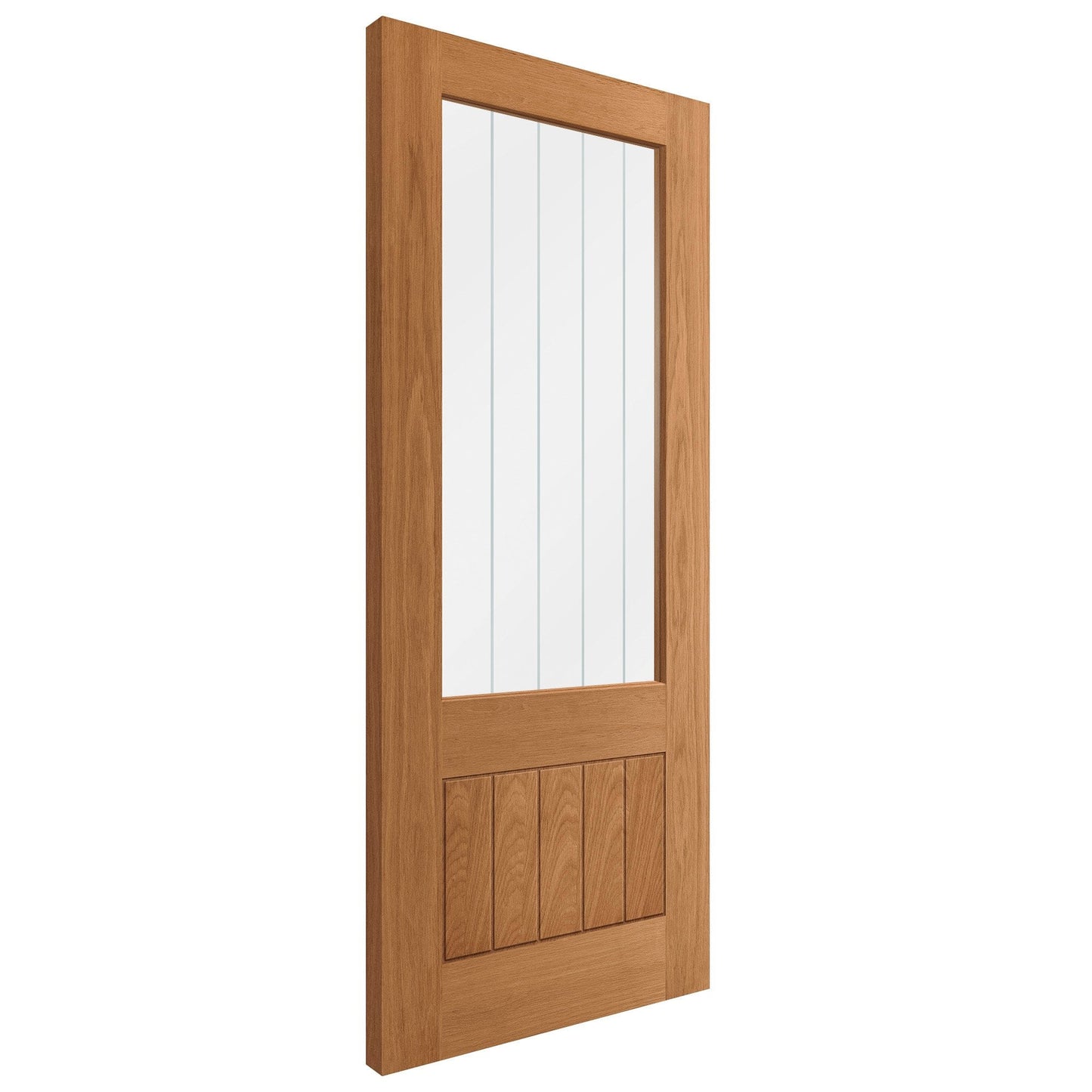 Oak Internal Fully Finished Farley 1 Panel 1 Light Obscure Lined Clear Glass Door (107989)