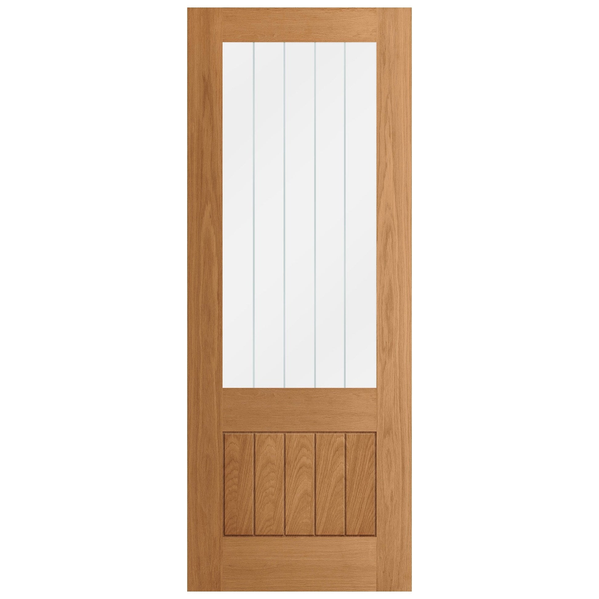Oak Internal Fully Finished Farley 1 Panel 1 Light Obscure Lined Clear Glass Door (107989)
