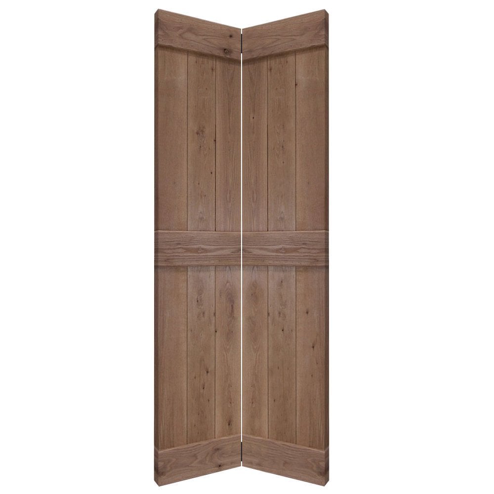 Oak Internal Unfinished Rustic Grange Solid Made-to-Measure Bi-Fold Door (124113)