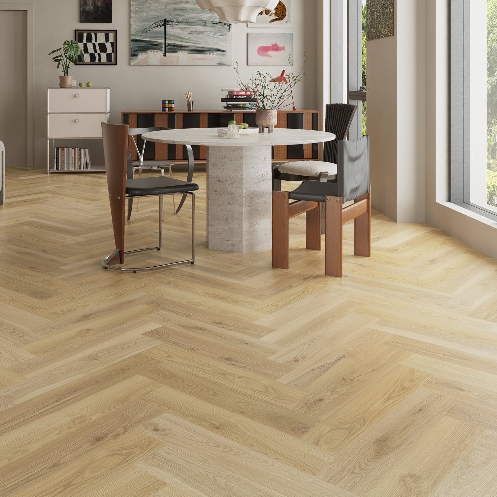 Leader-Tec | Kitchener Oak - Prime Herringbone SPC 5mm Rigid Core Vinyl Sample - CWH-3891-HB (SKU-345254)