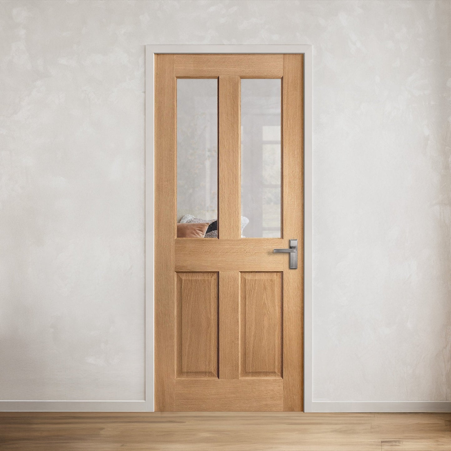 White Internal Oak Camargue 1 Light Clear Glass KF Door (121773)