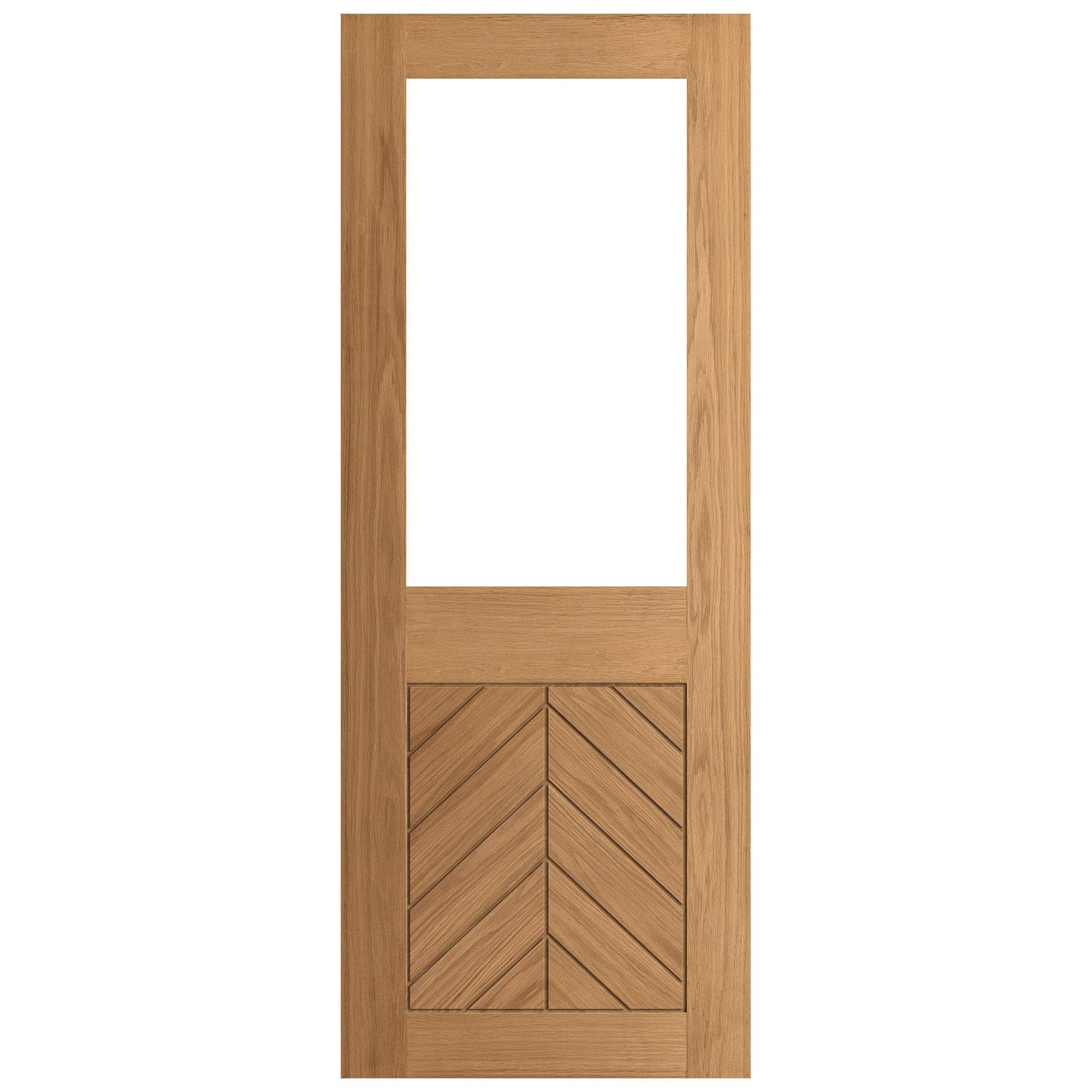Oak Internal Fully Finished Chevron Clear Glass Door (124130)
