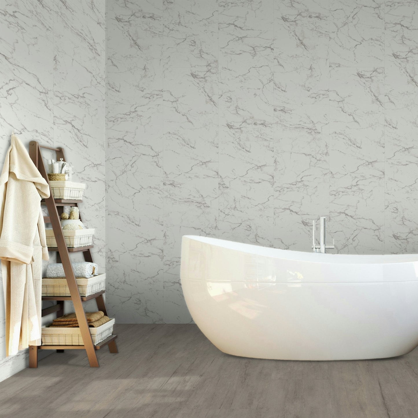 Carrara Marble - Lustre Stone 800 x 400mm Waterproof Wall Panelling (122540)