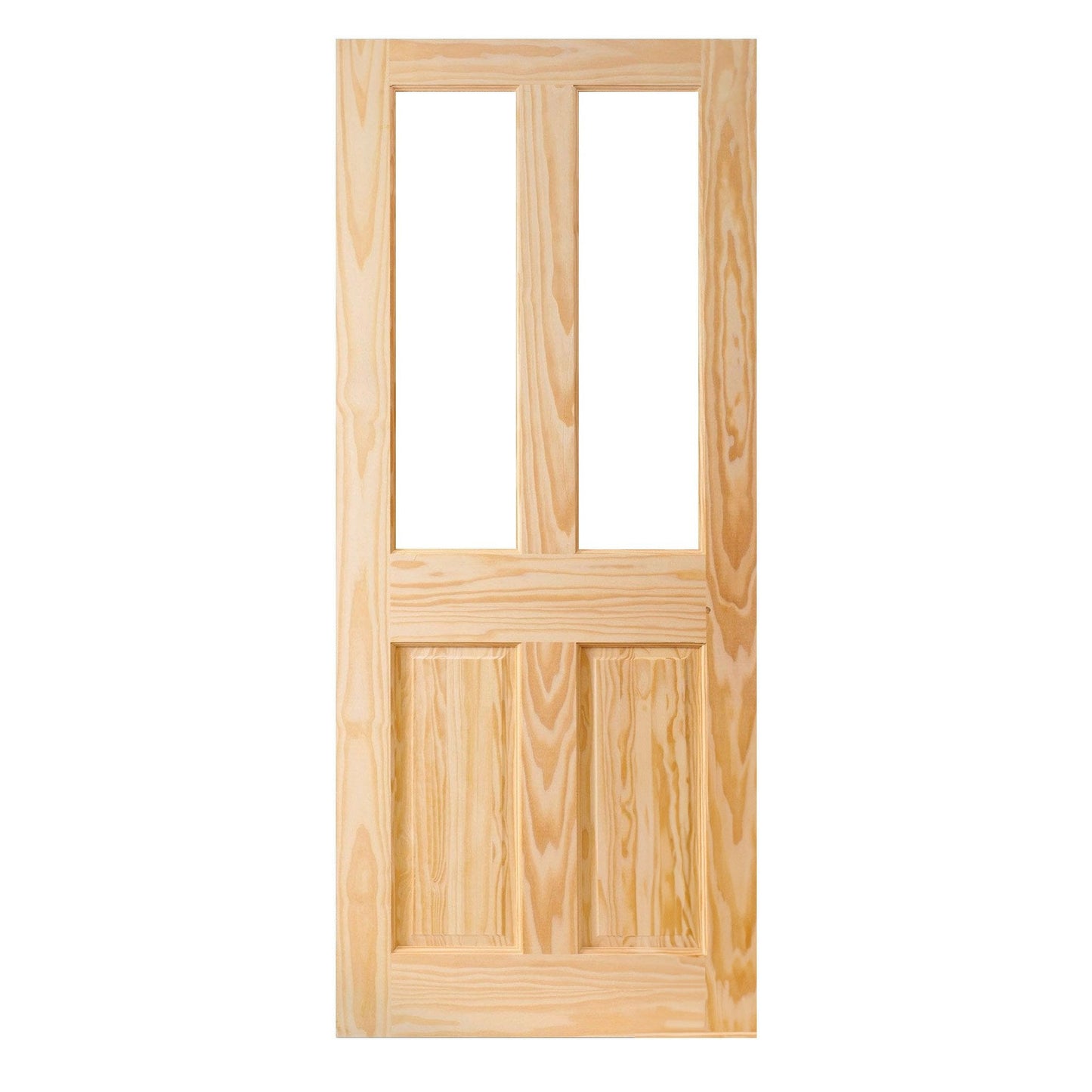 Clear Pine Internal Unfinished 2 Panel 2 Light Clear Glass Door (93642)