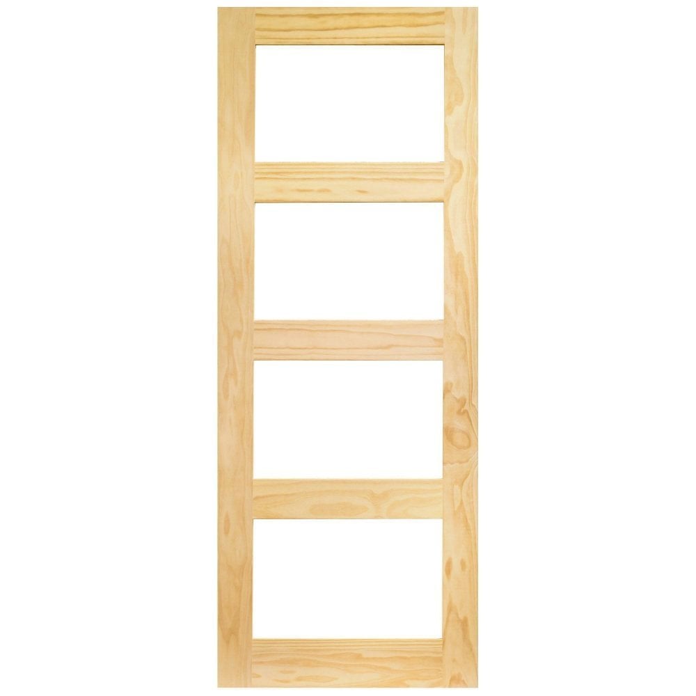 B-Grade Clear Pine Internal Unfinished Shaker 4 Light Clear Glass Door (124280)