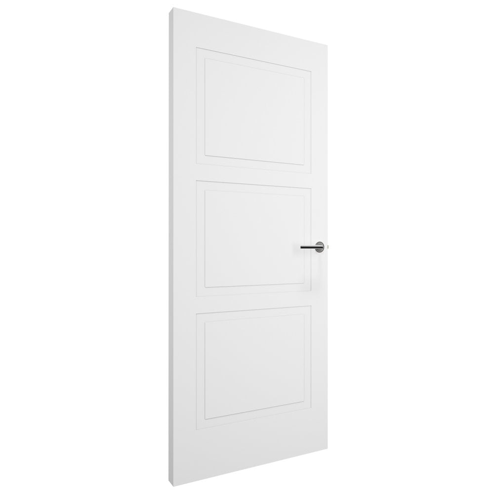 White Internal Lifestyle Moulded Smooth Shallow Groove 3 Panel Door (124299)