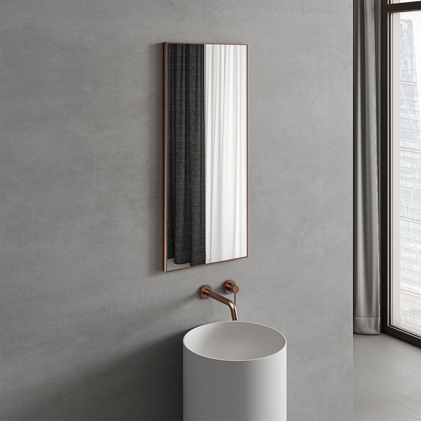 Tyros Brushed Rose Gold Mirror 400mm