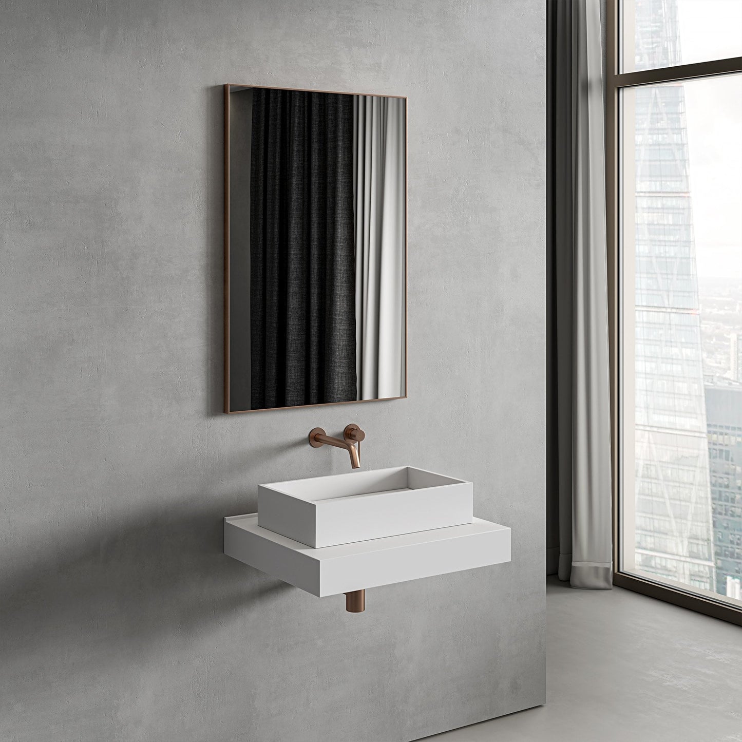 Tyros Brushed Rose Gold Mirror 600mm