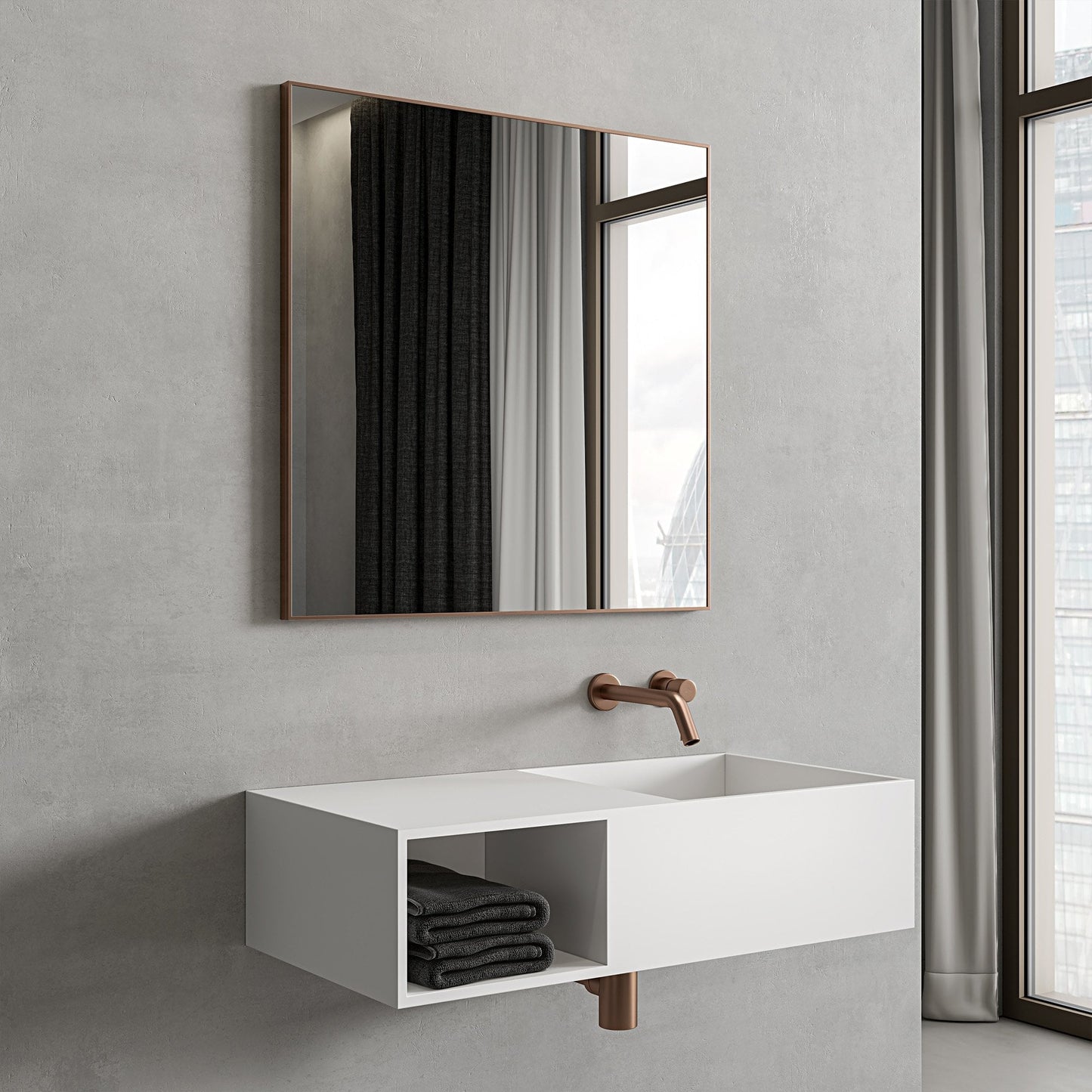 Tyros Brushed Rose Gold Mirror 700mm