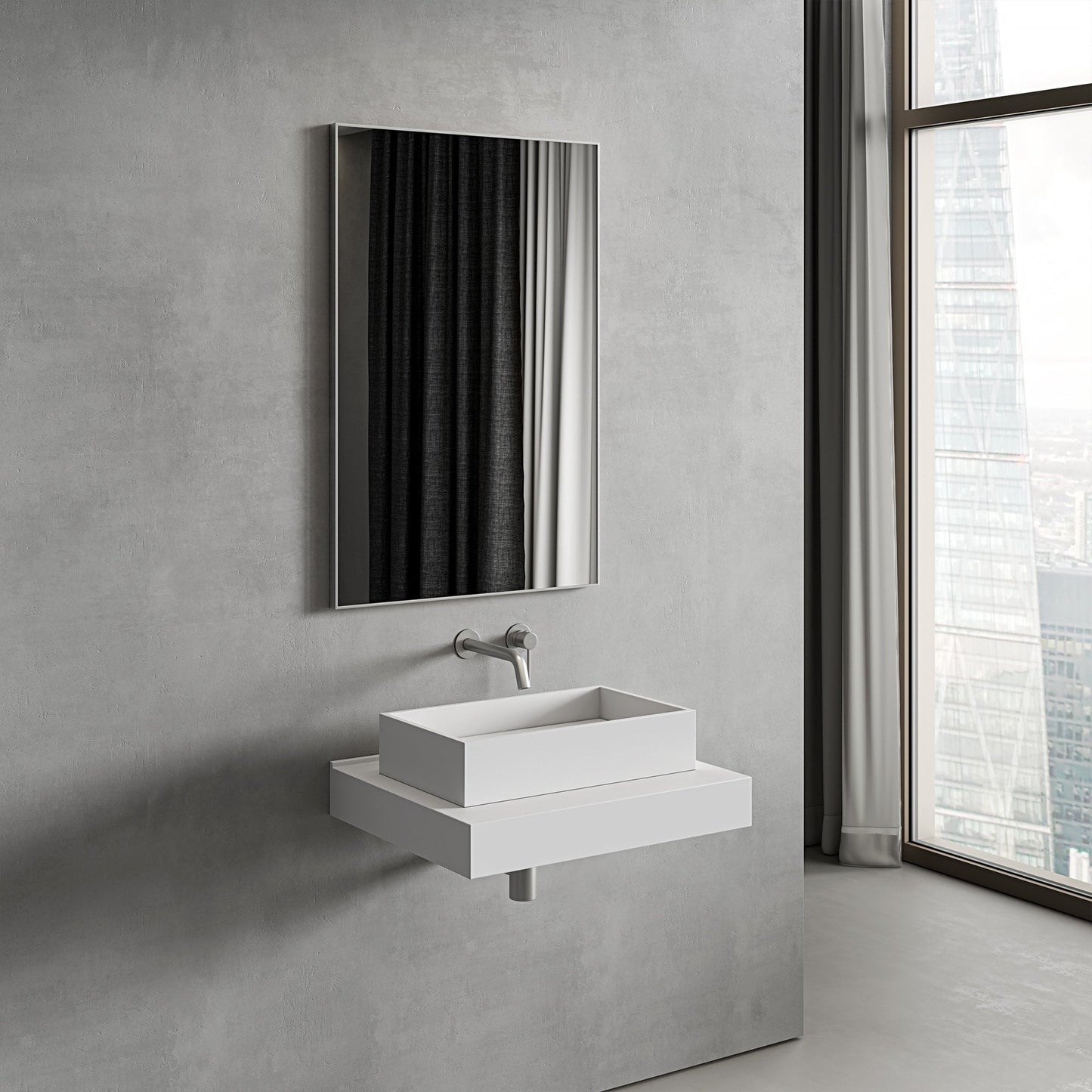 Tyros Brushed Stainless Mirror 600mm