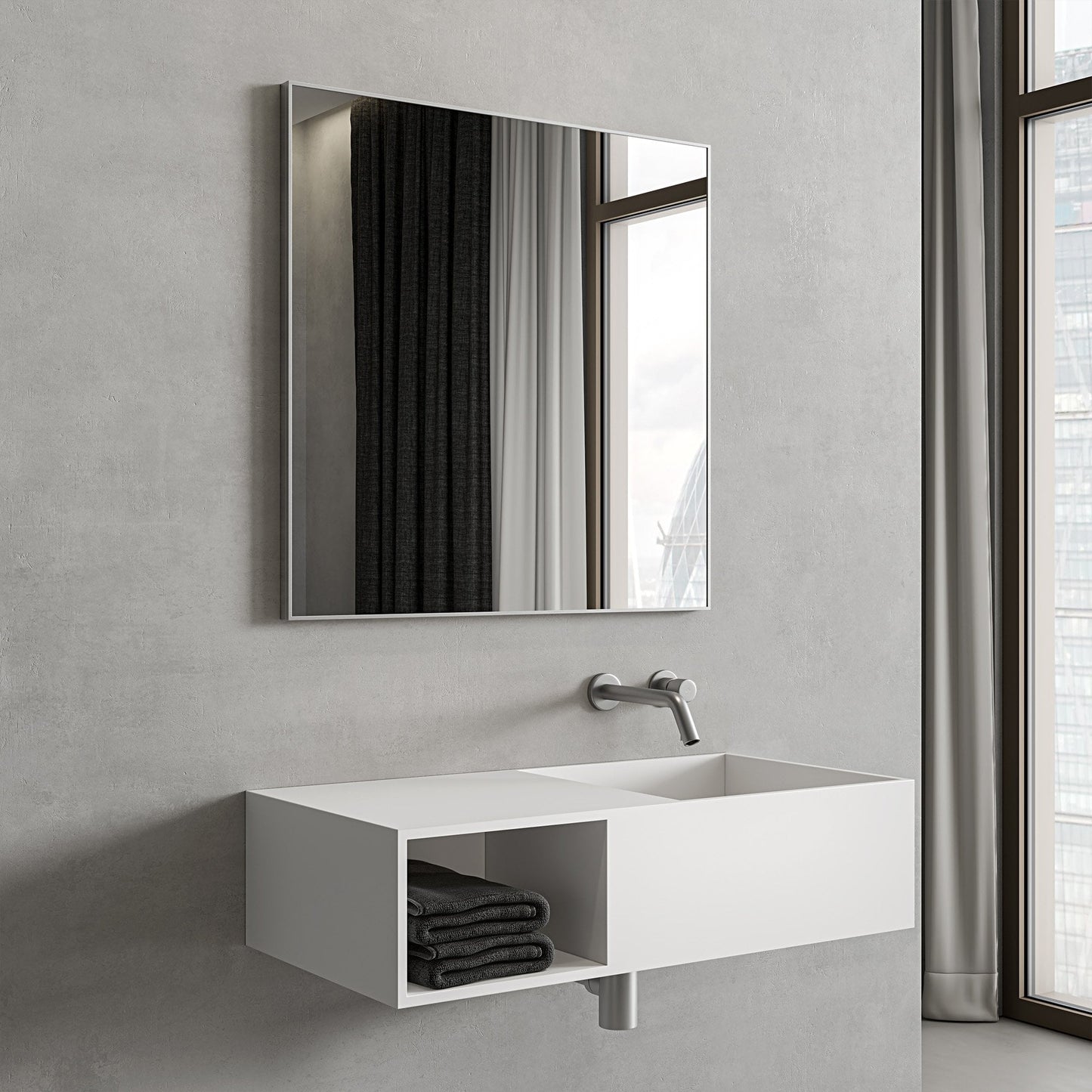 Tyros Brushed Stainless Mirror 700mm