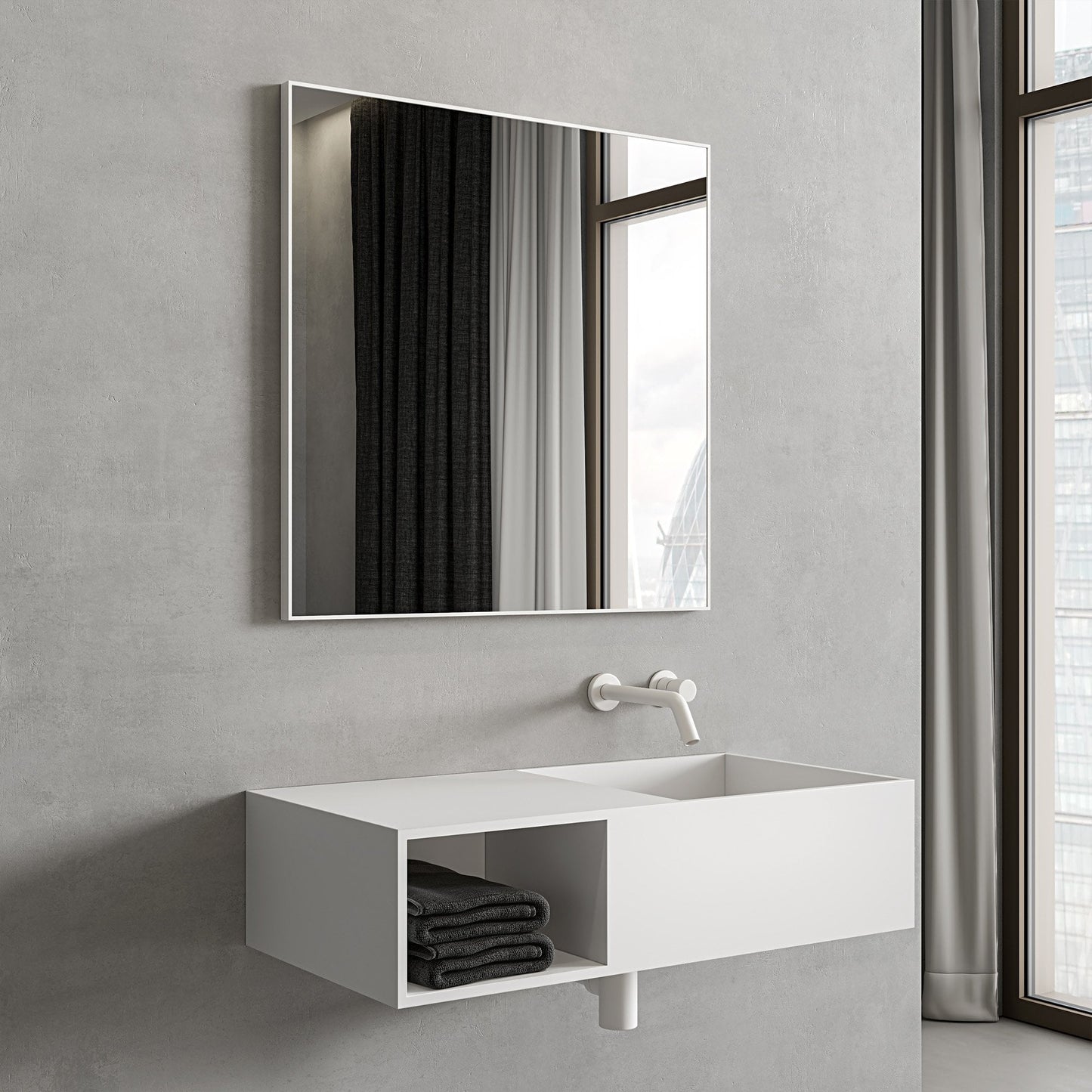 Tyros Matt White Mirror 700mm