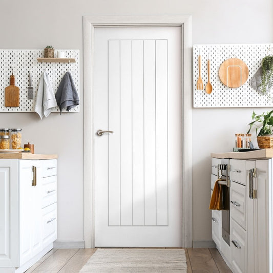 White Internal Lifestyle Moulded Smooth Cottage 5 Panel FD30 Fire Door (124335)