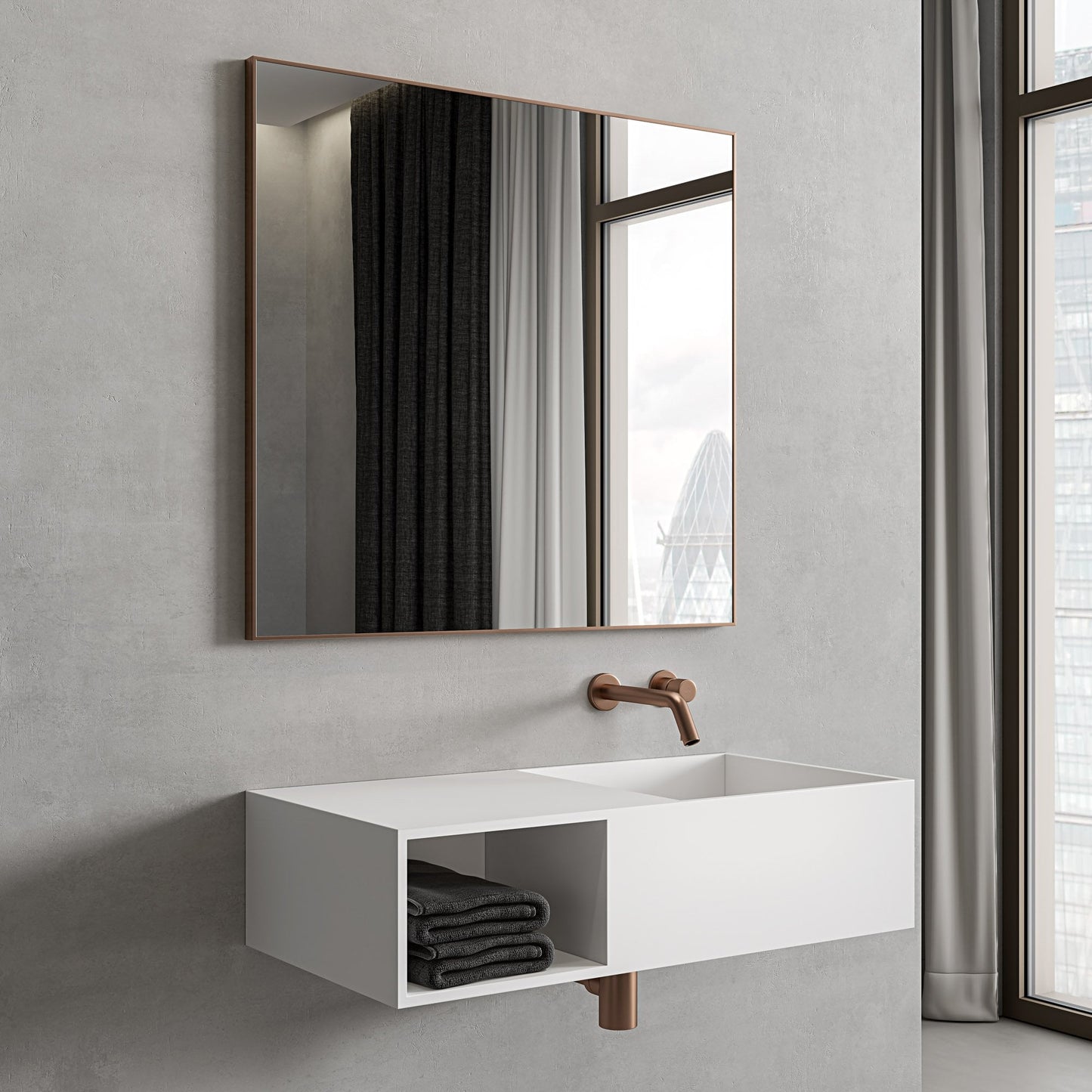 Tyros Brushed Rose Gold Mirror 800mm