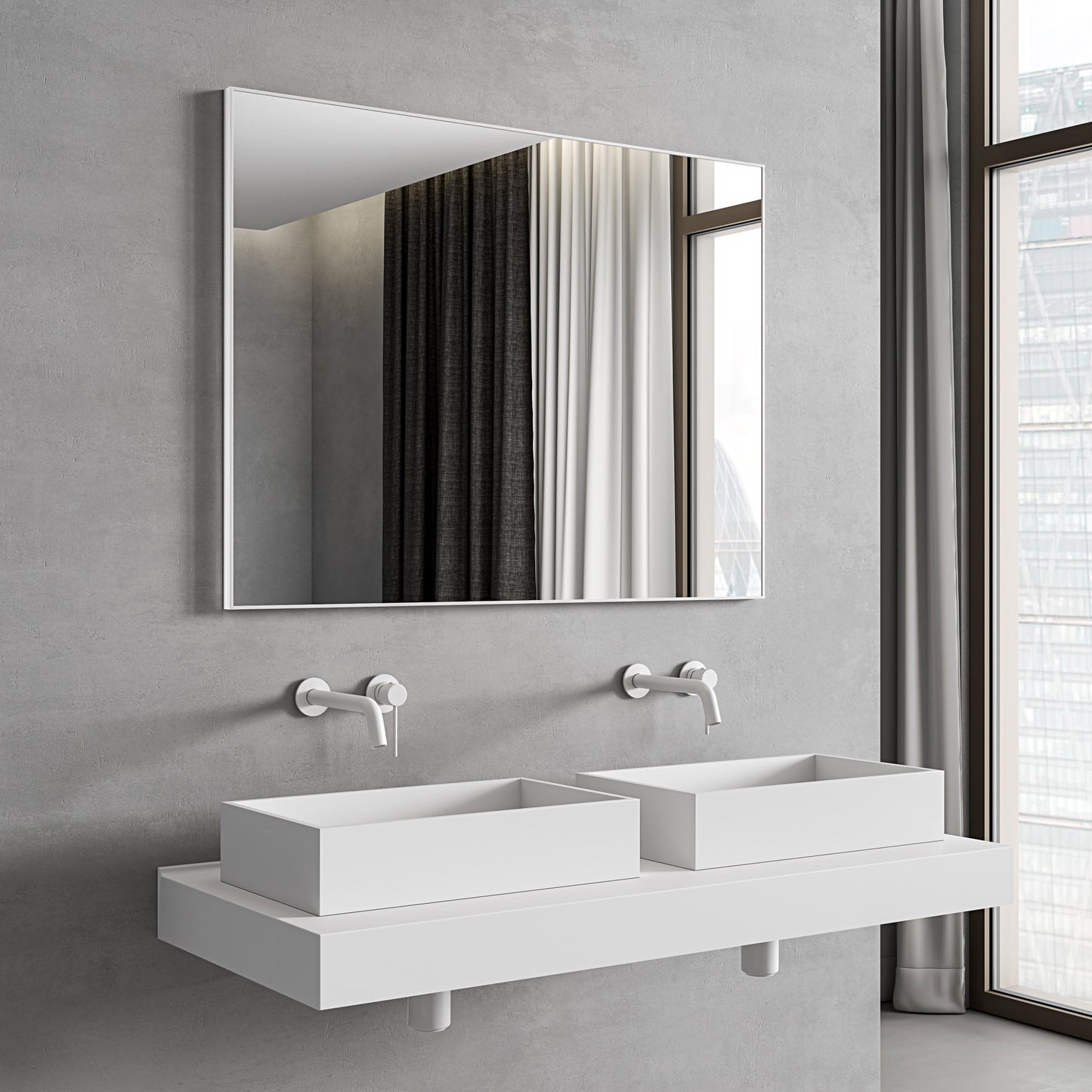 Tyros Matt White Mirror 1000mm