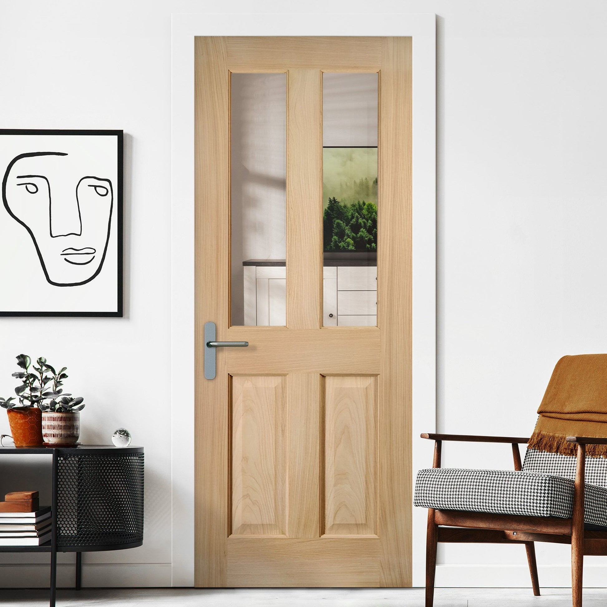 White Oak Internal Fully Finished 2 Light Clear Glass Oregon Door (121757)