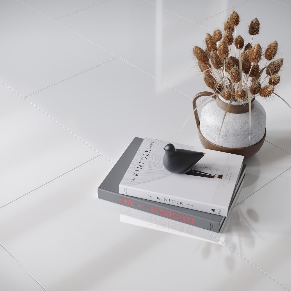 White - Lustre Flawless 8mm High Gloss Laminate Flooring (69724)