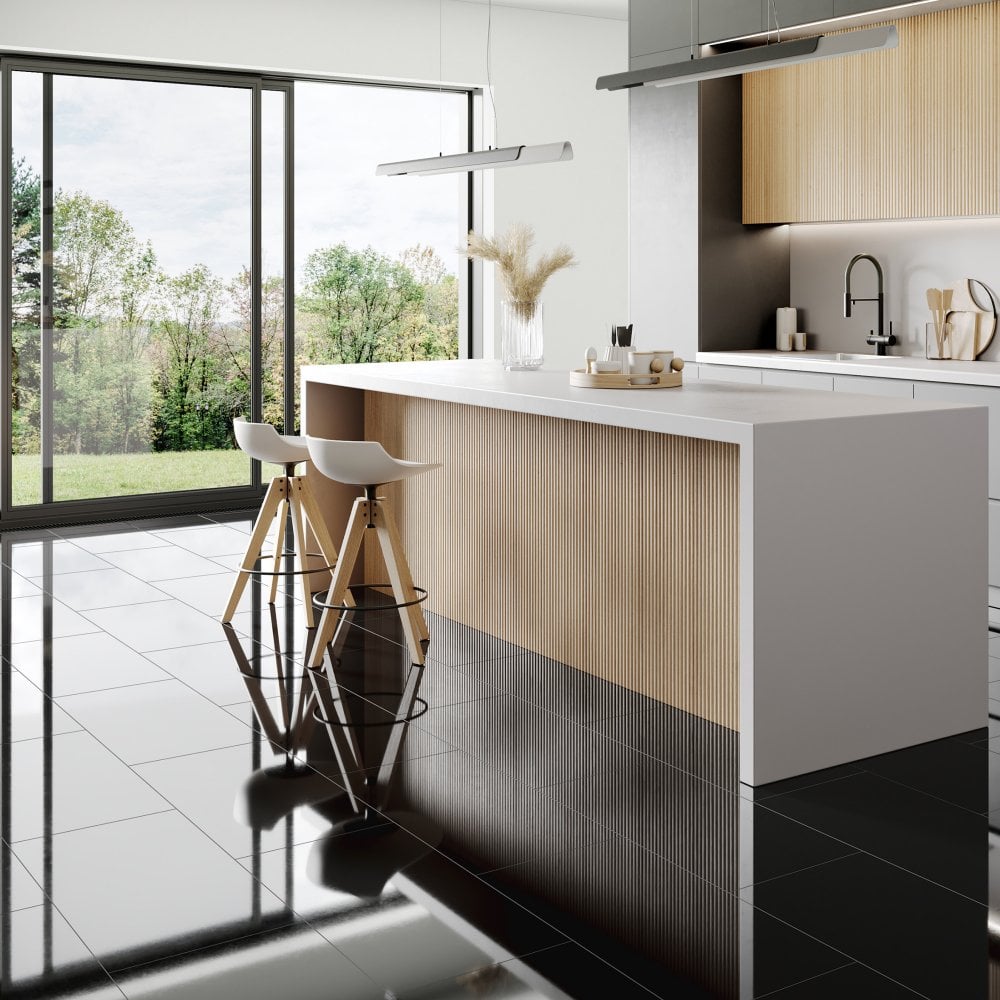 Black - Lustre Flawless 8mm High Gloss Laminate Flooring (69725)