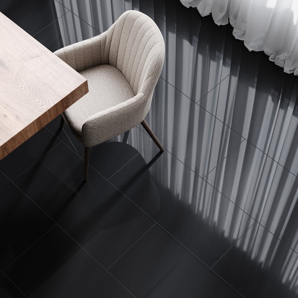 Black - Lustre Flawless 8mm High Gloss Laminate Flooring (69725)